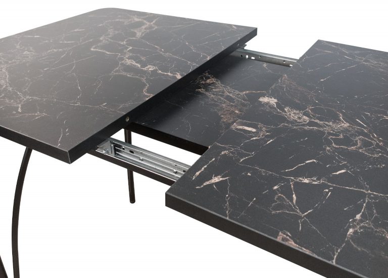 Стол 5 раздвижной 110 x 70 (+40) см R40 Пластик Мрамор Марквина чёрный Опора Чёрная РУСТ open